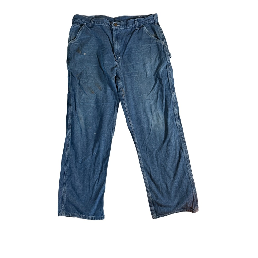 Carhartt B13 DST Mens 40x32 Blue Denim Carpenter Work Pants Distressed Dungaree